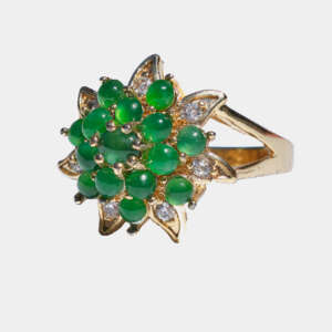 Floral Cluster Natural Jadeite Jade Ring (Type-A) – Burmese Cabochons