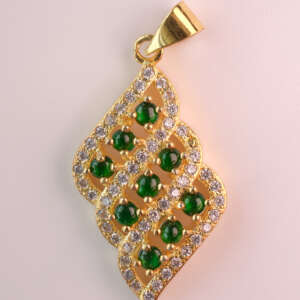ave Bloom Pendant – Certified Type-A Natural Burmese Jadeite in Gold-Tone Alloy