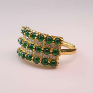 Triple Row Jadeite Band – Adjustable Type-A Burmese Jade Ring