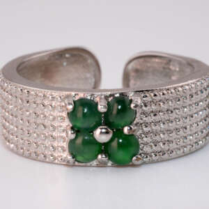 Natural Type-A Jadeite Jade Men’s Ring — Adjustable Silver Band (MGL Certified)